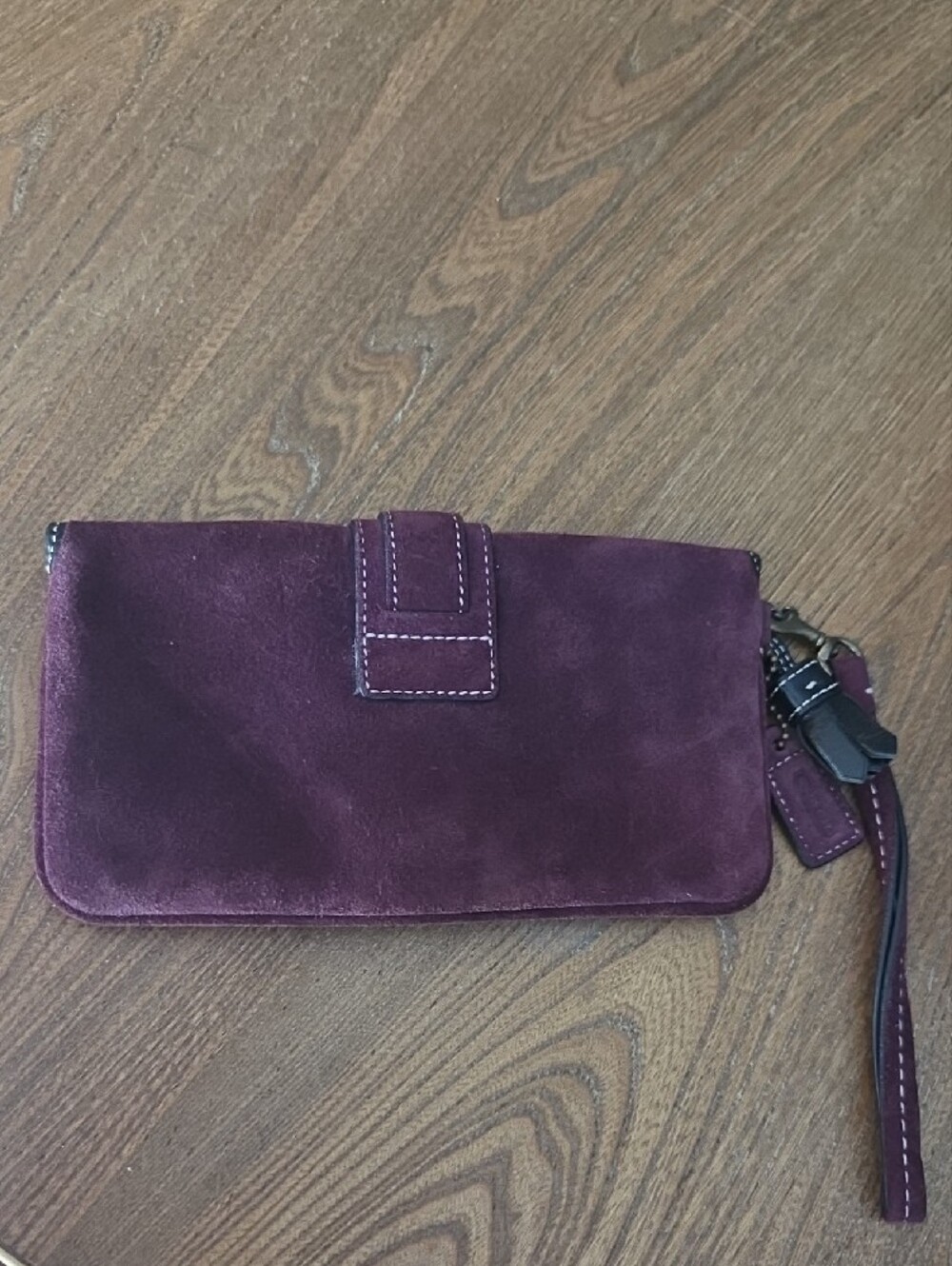 Y2k Coach Suede Wristlet Clutch in Deep Plum - Picture 7 of 7